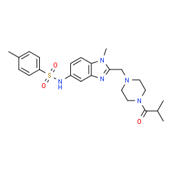 ChemSpider 2D Image | N-{2-[(4-Isobutyryl-1-piperazinyl)methyl]-1-methyl-1H-benzimidazol-5-yl}-4-methylbenzenesulfonamide | C24H31N5O3S