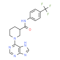ChemSpider 2D Image | 1-(7H-Purin-6-yl)-N-[4-(trifluoromethyl)phenyl]-3-piperidinecarboxamide | C18H17F3N6O