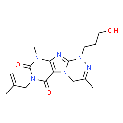 ChemSpider 2D Image | 1-(3-Hydroxypropyl)-3,9-dimethyl-7-(2-methyl-2-propen-1-yl)-1,4-dihydro[1,2,4]triazino[3,4-f]purine-6,8(7H,9H)-dione | C16H22N6O3