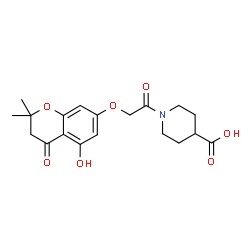 ChemSpider 2D Image | 1-{[(5-Hydroxy-2,2-dimethyl-4-oxo-3,4-dihydro-2H-chromen-7-yl)oxy]acetyl}-4-piperidinecarboxylic acid | C19H23NO7