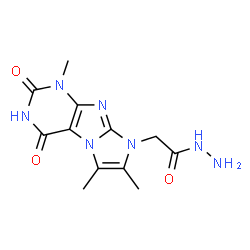 ChemSpider 2D Image | 2-(1,6,7-Trimethyl-2,4-dioxo-1,2,3,4-tetrahydro-8H-imidazo[2,1-f]purin-8-yl)acetohydrazide | C12H15N7O3
