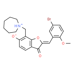 ChemSpider 2D Image | (2Z)-7-(azepan-1-ylmethyl)-2-(5-bromo-2-methoxybenzylidene)-6-hydroxy-1-benzofuran-3(2H)-one | C23H24BrNO4