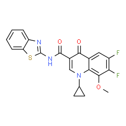 ChemSpider 2D Image | N-(1,3-Benzothiazol-2-yl)-1-cyclopropyl-6,7-difluoro-8-methoxy-4-oxo-1,4-dihydro-3-quinolinecarboxamide | C21H15F2N3O3S