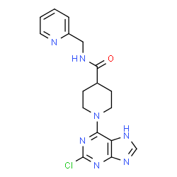 ChemSpider 2D Image | 1-(2-Chloro-7H-purin-6-yl)-N-(2-pyridinylmethyl)-4-piperidinecarboxamide | C17H18ClN7O