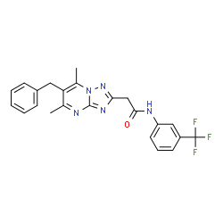 ChemSpider 2D Image | 2-(6-Benzyl-5,7-dimethyl[1,2,4]triazolo[1,5-a]pyrimidin-2-yl)-N-[3-(trifluoromethyl)phenyl]acetamide | C23H20F3N5O