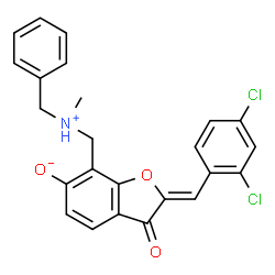 ChemSpider 2D Image | (2Z)-7-{[benzyl(methyl)amino]methyl}-2-(2,4-dichlorobenzylidene)-6-hydroxy-1-benzofuran-3(2H)-one | C24H19Cl2NO3