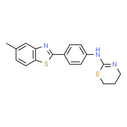 ChemSpider 2D Image | N-[4-(5-Methyl-1,3-benzothiazol-2-yl)phenyl]-5,6-dihydro-4H-1,3-thiazin-2-amine | C18H17N3S2