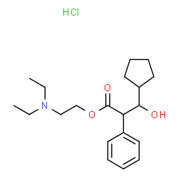 ChemSpider 2D Image | 2-(Diethylamino)ethyl 3-cyclopentyl-3-hydroxy-2-phenylpropanoate hydrochloride (1:1) | C20H32ClNO3