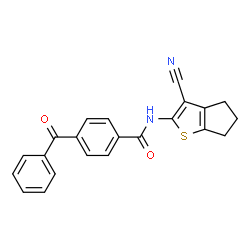 ChemSpider 2D Image | 4-Benzoyl-N-(3-cyano-5,6-dihydro-4H-cyclopenta[b]thiophen-2-yl)benzamide | C22H16N2O2S