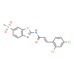 ChemSpider 2D Image | (2E)-3-(2,4-Dichlorophenyl)-N-[6-(methylsulfonyl)-1,3-benzothiazol-2-yl]acrylamide | C17H12Cl2N2O3S2