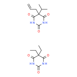 ChemSpider 2D Image | 5,5-Diethyl-2,4,6(1H,3H,5H)-pyrimidinetrione - 5-allyl-5-isopropyl-2,4,6(1H,3H,5H)-pyrimidinetrione (1:1) | C18H26N4O6