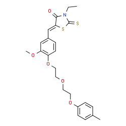 ChemSpider 2D Image | (5Z)-3-Ethyl-5-(3-methoxy-4-{2-[2-(4-methylphenoxy)ethoxy]ethoxy}benzylidene)-2-thioxo-1,3-thiazolidin-4-one | C24H27NO5S2
