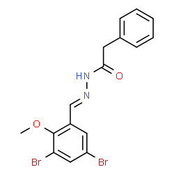 ChemSpider 2D Image | N'-[(E)-(3,5-Dibromo-2-methoxyphenyl)methylene]-2-phenylacetohydrazide | C16H14Br2N2O2