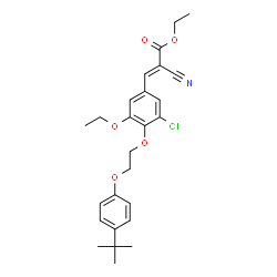ChemSpider 2D Image | Ethyl (2E)-3-{4-[2-(4-tert-butylphenoxy)ethoxy]-3-chloro-5-ethoxyphenyl}-2-cyanoacrylate | C26H30ClNO5
