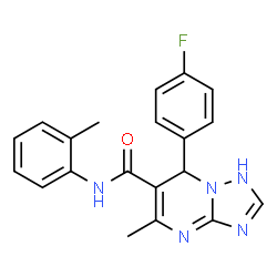 ChemSpider 2D Image | 7-(4-Fluorophenyl)-5-methyl-N-(2-methylphenyl)-1,7-dihydro[1,2,4]triazolo[1,5-a]pyrimidine-6-carboxamide | C20H18FN5O