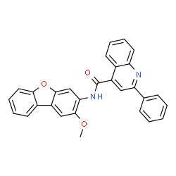 ChemSpider 2D Image | N-(2-Methoxydibenzo[b,d]furan-3-yl)-2-phenyl-4-quinolinecarboxamide | C29H20N2O3