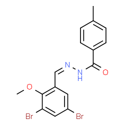ChemSpider 2D Image | N'-[(Z)-(3,5-Dibromo-2-methoxyphenyl)methylene]-4-methylbenzohydrazide | C16H14Br2N2O2