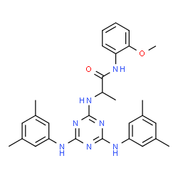 ChemSpider 2D Image | N~2~-{4,6-Bis[(3,5-dimethylphenyl)amino]-1,3,5-triazin-2-yl}-N-(2-methoxyphenyl)alaninamide | C29H33N7O2