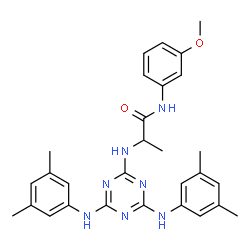 ChemSpider 2D Image | N~2~-{4,6-Bis[(3,5-dimethylphenyl)amino]-1,3,5-triazin-2-yl}-N-(3-methoxyphenyl)alaninamide | C29H33N7O2