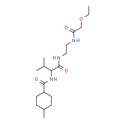 ChemSpider 2D Image | N-[1-({2-[(Ethoxyacetyl)amino]ethyl}amino)-3-methyl-1-oxo-2-butanyl]-4-methylcyclohexanecarboxamide | C19H35N3O4