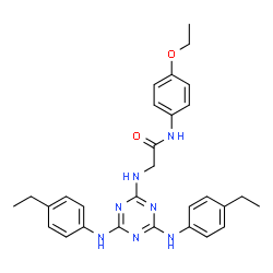ChemSpider 2D Image | N~2~-{4,6-Bis[(4-ethylphenyl)amino]-1,3,5-triazin-2-yl}-N-(4-ethoxyphenyl)glycinamide | C29H33N7O2