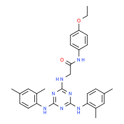 ChemSpider 2D Image | N~2~-{4,6-Bis[(2,4-dimethylphenyl)amino]-1,3,5-triazin-2-yl}-N-(4-ethoxyphenyl)glycinamide | C29H33N7O2