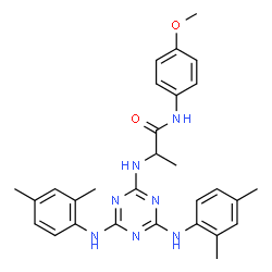 ChemSpider 2D Image | N~2~-{4,6-Bis[(2,4-dimethylphenyl)amino]-1,3,5-triazin-2-yl}-N-(4-methoxyphenyl)alaninamide | C29H33N7O2