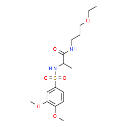 ChemSpider 2D Image | N~2~-[(3,4-Dimethoxyphenyl)sulfonyl]-N-(3-ethoxypropyl)alaninamide | C16H26N2O6S