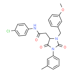 ChemSpider 2D Image | N-(4-Chlorophenyl)-2-[3-(3-methoxybenzyl)-1-(3-methylphenyl)-2,5-dioxo-4-imidazolidinyl]acetamide | C26H24ClN3O4