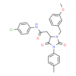 ChemSpider 2D Image | N-(4-Chlorophenyl)-2-[3-(3-methoxybenzyl)-1-(4-methylphenyl)-2,5-dioxo-4-imidazolidinyl]acetamide | C26H24ClN3O4