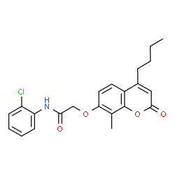 ChemSpider 2D Image | 2-[(4-Butyl-8-methyl-2-oxo-2H-chromen-7-yl)oxy]-N-(2-chlorophenyl)acetamide | C22H22ClNO4
