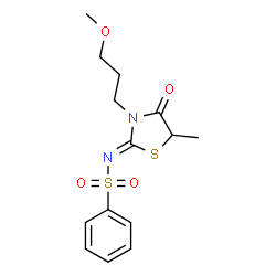 ChemSpider 2D Image | N-[(2Z)-3-(3-Methoxypropyl)-5-methyl-4-oxo-1,3-thiazolidin-2-ylidene]benzenesulfonamide | C14H18N2O4S2