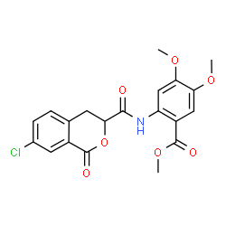 ChemSpider 2D Image | Methyl 2-{[(7-chloro-1-oxo-3,4-dihydro-1H-isochromen-3-yl)carbonyl]amino}-4,5-dimethoxybenzoate | C20H18ClNO7