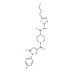 ChemSpider 2D Image | N-(5-Butyl-1,3,4-thiadiazol-2-yl)-1-{[1-(4-methylphenyl)-5-oxo-3-pyrrolidinyl]carbonyl}-4-piperidinecarboxamide | C24H31N5O3S