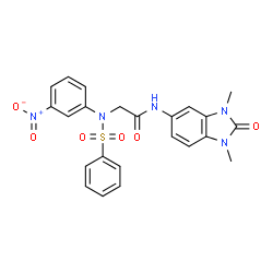 ChemSpider 2D Image | N-(1,3-dimethyl-2-oxo-1,3-benzodiazol-5-yl)-2-[N-(3-nitrophenyl)benzenesulfonamido]acetamide | C23H21N5O6S