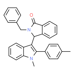 ChemSpider 2D Image | 2-Benzyl-3-[1-methyl-2-(4-methylphenyl)-1H-indol-3-yl]-1-isoindolinone | C31H26N2O