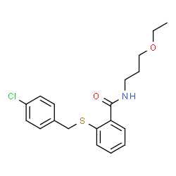 ChemSpider 2D Image | 2-[(4-Chlorobenzyl)sulfanyl]-N-(3-ethoxypropyl)benzamide | C19H22ClNO2S