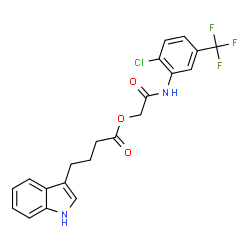 ChemSpider 2D Image | 2-{[2-Chloro-5-(trifluoromethyl)phenyl]amino}-2-oxoethyl 4-(1H-indol-3-yl)butanoate | C21H18ClF3N2O3