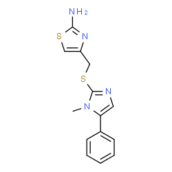 ChemSpider 2D Image | 4-{[(1-Methyl-5-phenyl-1H-imidazol-2-yl)sulfanyl]methyl}-1,3-thiazol-2-amine | C14H14N4S2