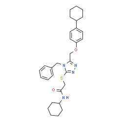 ChemSpider 2D Image | 2-({4-Benzyl-5-[(4-cyclohexylphenoxy)methyl]-4H-1,2,4-triazol-3-yl}sulfanyl)-N-cyclohexylacetamide | C30H38N4O2S