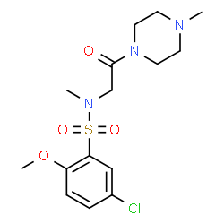 ChemSpider 2D Image | 5-Chloro-2-methoxy-N-methyl-N-[2-(4-methyl-1-piperazinyl)-2-oxoethyl]benzenesulfonamide | C15H22ClN3O4S