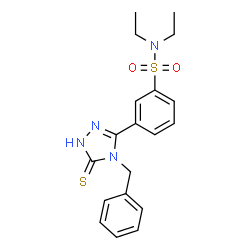 ChemSpider 2D Image | 3-(4-Benzyl-5-mercapto-4H-[1,2,4]triazol-3-yl)-N,N-diethyl-benzenesulfonamide | C19H22N4O2S2