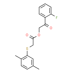 ChemSpider 2D Image | 2-(2-Fluorophenyl)-2-oxoethyl [(2,5-dimethylphenyl)sulfanyl]acetate | C18H17FO3S