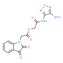 ChemSpider 2D Image | 2-[(4-Amino-1,2,5-oxadiazol-3-yl)amino]-2-oxoethyl (2,3-dioxo-2,3-dihydro-1H-indol-1-yl)acetate | C14H11N5O6
