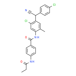 ChemSpider 2D Image | N-{5-Chloro-4-[(4-chlorophenyl)(cyano)methyl]-2-methylphenyl}-4-(propionylamino)benzamide | C25H21Cl2N3O2