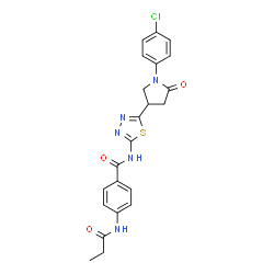 ChemSpider 2D Image | N-{5-[1-(4-Chlorophenyl)-5-oxo-3-pyrrolidinyl]-1,3,4-thiadiazol-2-yl}-4-(propionylamino)benzamide | C22H20ClN5O3S