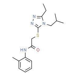 ChemSpider 2D Image | 2-[(5-Ethyl-4-isobutyl-4H-1,2,4-triazol-3-yl)sulfanyl]-N-(2-methylphenyl)acetamide | C17H24N4OS
