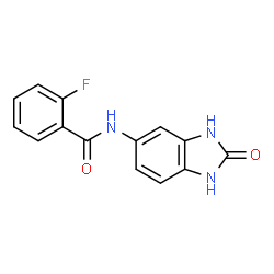 ChemSpider 2D Image | 2-Fluoro-N-(2-oxo-2,3-dihydro-1H-benzimidazol-5-yl)benzamide | C14H10FN3O2