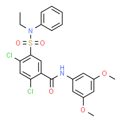 ChemSpider 2D Image | 2,4-Dichloro-N-(3,5-dimethoxyphenyl)-5-[ethyl(phenyl)sulfamoyl]benzamide | C23H22Cl2N2O5S