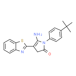 ChemSpider 2D Image | 5-Amino-4-benzothiazol-2-yl-1-(4-tert-butyl-phenyl)-1,3-dihydro-pyrrol-2-one | C21H21N3OS
